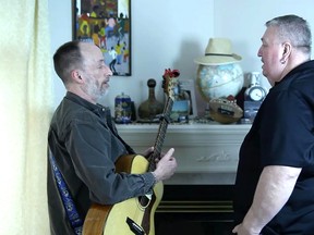A scene from the new documentary Aging & AIDS: A Story of Resiliency featuring Sarnians Eli Martin (left) and Mark McCallum (right). The documentary – produced and directed by Windsor filmmaker Amanda Gellman – was released on Dec. 1, which is World AIDS Day. The film chronicles the life of seven individuals from across Southwestern Ontario diagnosed with HIV/AIDS between 1987 and 2013. Handout/Sarnia This Week