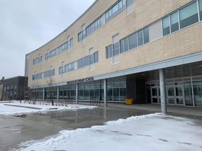 The front entrance to the new Kingston Secondary School on Wednesday, just days before the new school officially opens in Kingston.