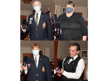 During the honours and awards ceremony at the Pembroke Legion on Nov. 28, a number of individuals received the branch medal (clockwise from top left) are Roger Duguay, Denise Laroche, Terry Henry and Fran Adams. Missing is June Anderson.