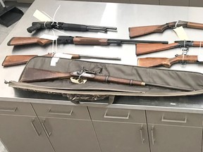 Some of the stolen weapons which were recovered.