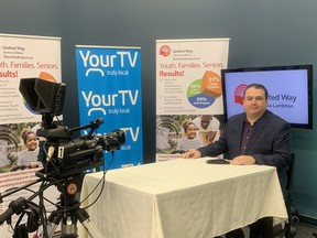 Scott Anderson on camera rehearses with Terry Doyle from YourTV Sarnia for the upcoming United Way special.  The United Way of Sarnia-Lambton television special will run through the remainder of the year to help promote the United Way campaign and how donated money is used in Sarnia-Lambton. The 2020 show will premiere on Wednesday, Dec. 16 at 5 p.m. This is the second year YourTV Sarnia has produced a television special. United Way photo