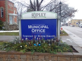 The township planter dressed for Christmas by the Ripley & District Horticultural Society. Christine Roberts photo.
