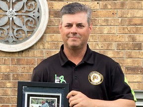 Tom Babcock is the Lambton U15 Jr. Sting coach. The Face Off for Mental Health program began in 2017, inspired by Babcock’s son when he was facing a mental-health crisis and embraced by various local hockey associations and teams. Handout