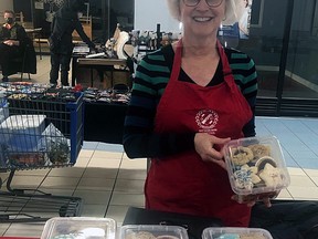 Kinette Club of Wetaskiwin member Wendy Neufeld was at A December to Remember market at the Wetaskiwin Mall Friday selling pre-packaged home-baked goodies as the Kinettes worked within COVID-19 health restrictions to host the annual Cookie Walk.