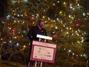 Chatham-Kent Health Alliance Foundation board chair Greg Hetherington speaks during the Christmas Wish Tree lighting at the Chatham-Kent Health Alliance Wallaceburg Site on Dec. 16. (Handout/Postmedia Network)