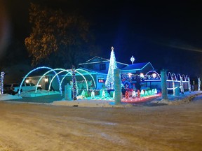 Until at least New Year's Day, lights can be seen and music can be heard at 75 Greenbriar Crescent in Sherwood Park's Clarkdale neighbourhood. Photo Supplied