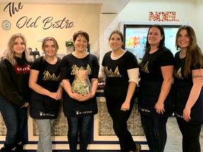 After a 14-hour marathon of busy coffee making, Alecia Heck (who donated two days of gel nail services to the campaign), Thea Heck, Nicole Heck, Shay Elliott, Amber Wild, and Alena Woodside were a little worse for wear but proud of the donations The Old Bistro brought in.