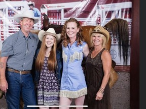 Brent Corrigan, Marley Corrigan, Alandra Corrigan, and Kim Corrigan after doing a Calgary Stampede gig together.