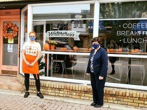 Watercress Bistro in Kincardine used the Business Pivot / Adaptation grant to implement a takeout window. Thanks to Bruce County Councilor Mayor Eadie of Kincardine for supporting the Support the Bruce Business Sustainability Fund. Accepting recognition is Danielle Bois, Owner. Bruce County photo