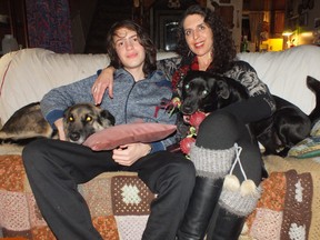 Scotty with Queenie and Beth with Luna a few days before Christmas.