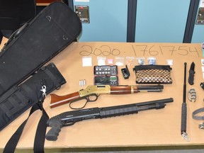 Grande Prairie RCMP Crime Reduction Unit (CRU) has charged three people with numerous offences, and seized drugs and weapons, following a traffic stop last week.
