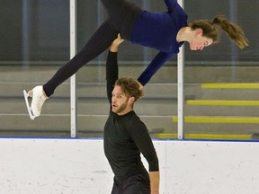 Evelyn Walsh and Trennt Michaud practise at the Wayne Gretzky Sports Centre.