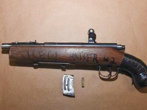 An illegally modified and loaded, bolt-action .22 calibre rifle was seized during the arrest of a Brantford cyclist.