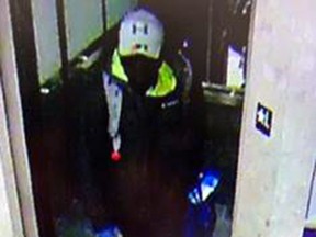 Brantford police released a photo of a male suspect in a break-in early Tuesday morning at Laurier Brantford's Grand River Hall.