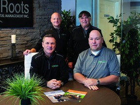 Handout/Chatham Daily News
A group of Chatham-Kent entrepreneurs have established AgriRoots Capital Management, the first tier 2 lender in Canada that serves the agricultural industry. Pictured from front left, are Robb Nelson, Shawn Bustin, Mat Alexander, back left, and Jean Marie Laprise.