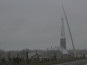Work being done at an historic church on a grey day in St. Andrews West. Photo on Wednesday, December 2, 2020, in St. Andrews West, Ont. Todd Hambleton/Cornwall Standard-Freeholder/Postmedia Network