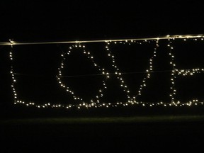 A message at the Gray's Creek Holiday Sparkle Drive-Through. Photo on Thursday, December 3, 2020, in Cornwall, Ont. Todd Hambleton/Cornwall Standard-Freeholder/Postmedia Network