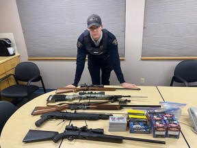 A 28-year-old male has been arrested for assault, prohibited possession and unsafe storage of firearms. Three Hills RCMP gathered intel that the male was prohibited from owning firearms while in possession of multiple firearms following an assault investigation.
