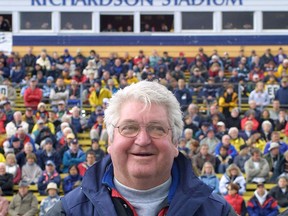Len Coyle, seen at Richardson Stadium in October 2002, was a longtime assistant trainer with the Ontario Hockey League's Kingston Frontenacs, Raiders and Canadians and timekeeper at Queen's Golden Gaels university football games at Richardson Stadium. He died on Friday in Kingston.