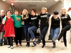 Tedford and her team of volunteers took time out to form a kick-line at the Special PeopleÕs Christmas Party held at the Royal Canadian Legion Branch 92 in 2019. The event provides a free party every year with dinner, gifts and a visit from Santa Claus for all of the special people in the Gananoque area and their families. Although an actual party is impossible this year, the crew is asking the community to help them raise money so Santa can provide gifts in spite of COVID-19.  
Lorraine Payette/For Postmedia Network