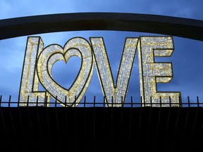 The Kingston Love sign in Confederation Park.