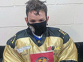 U-11 Alamos Gold Blue Devils goalie Joey Clark had an outstanding game in net and was awarded the Golden Jersey as players of the game.