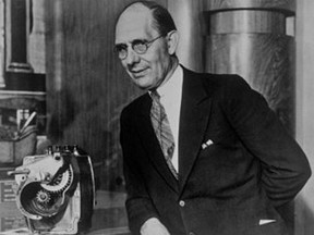 Charles Kettering with the ignition starter he invented for Cadillac. Photo ScienceDirect.com