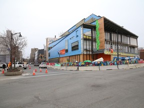 The site of Place des Arts at the corner of Elgin Street and Larch Street in Sudbury on Dec. 1, 2020.