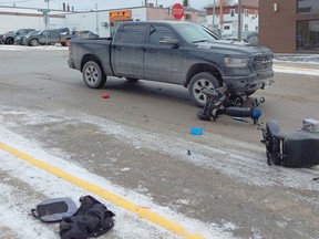 The operator of a personal mobility scooter was struck by a pickup while crossing at the intersection of Preston Street and Wilson Avenue in Timmins, shortly before noon on Friday. The Timmins Police Service is asking for anyone who may have witnessed the collision to contact TPS and provide whatever information they can about the incident.

Supplied