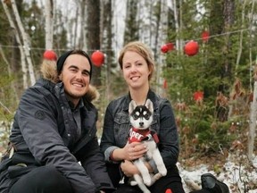 Jennifer D'Aoust with her boyfriend, Brady Cawston and puppy Piper, had a holiday photo taken while supporting the Timmins and District Humane Society’s annual Christmas fundraiser on Saturday at the Hersey Lake.

Supplied