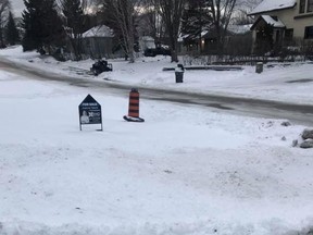 The Infrastructure Services Department has removed the fence that surrounded numerous potholes during the summer and placed a pylon in its place. TP