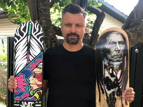 Kristian Basaraba, who led the Sal Skate Shop class at Salisbury Composite High School and now teaches at Next Step High School, was awarded the coveted Governor GeneralÕs History Award for Excellence in Teaching for his work to raise awareness in the classroom about reconciliation by getting his students to design skateboards.