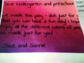 The grade 5-6 class at Arrowwood Community School made Play-Doh recently for the kindergarten and pre-school students.