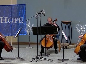 The Wetaskiwin Cello Trio was one of the performers during the online Community Carolfest.