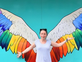 Chantelle Dinkel, 39, a Belleville-born artist, spent three weeks in May 2019 painting a mural on Bridge Street East with her mother, Elizabeth Dinkel. Chantelle said the interactive mural was designed to promote downtown Belleville.