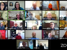 Members of Hastings County's community and human services committee join Hastings County staff Wednesday for an online meeting.