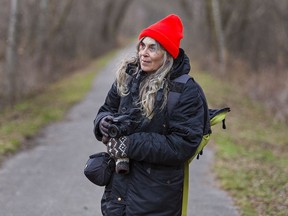 Stephanie Dearing walks along a rail trail near Mohawk Lake in Brantford, Ontario on Monday afternoon. Dearing is the founder of the Brantford Ecoist Society that aims to protect, preserve, enhance and expand existing natural space in the city.