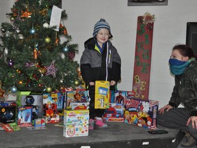 Five-year-old Logan was surprised by several gifts during the White Knucklerz RC Christmas for Logan event on Saturday December 12, 2020 in Cornwall, Ont. Francis Racine/Cornwall Standard-Freeholder/Postmedia Network