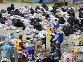 Just a portion of the toy staging area at the Children's Christmas Fund delivery event at the civic complex. Photo  on Friday, Dec. 18, 2020,  in Cornwall, Ont. Todd Hambleton/Cornwall Standard-Freeholder/Postmedia Network