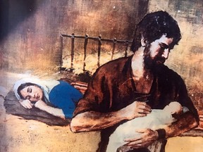 A photo of a painting that hangs in the Bergeron household, depicting Joseph caring for the infant Jesus as Mary rests.
Ron Bergeron/Special to the Cornwall Standard-Freeholder/Postmedia Network
