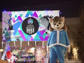 Nitotem the Lynx, mascot of the 2022 Arctic Winter Games, at the Santa Claus Parade at MacDonald Island Park in Fort McMurray on Saturday, December 5, 2020. Supplied Image/Robert Murray