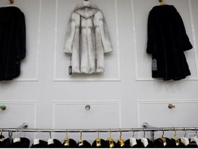 Mink fur coats are seen in a store selling mink fur clothing at a shopping mall in Shangcun, Hebei Province, China November 19, 2020. Picture taken November 19, 2020. REUTERS/Carlos Garcia Rawlins