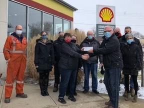 Don Edward, General Manager at Edward Fuels, and the Edward Fuels team present a cheque to Trish Harris with Huron-Perth Children's Aid Society. Submitted