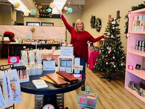 Owner Kathy Leskow poses at the Confetti Sweets holiday market. Photo supplied.