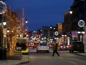 Downtown Kingston is lit up for the holidays on Wednesday.