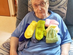 This year, Clara Preete knitted 50 pairs of mittens for Christmas hampers in Melfort along with 100 toques to be donated to newborns at the Melfort Hospital. Photo submitted.
