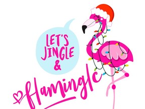 Let's jingle and flamingle - Calligraphy phrase for Christmas with cute flamingo girl. Hand drawn lettering for Xmas greetings cards, invitations. Good for t-shirt, mug, scrap booking, gift.

Not Released (NR)