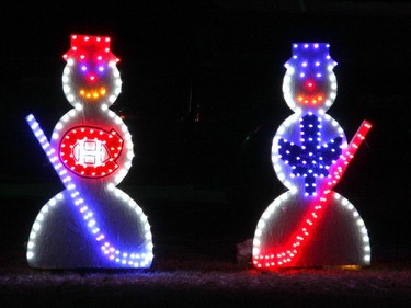 Some hockey rivalries extend even into the Christmas light snowmen realm such as this display on Westmeath Road. Anthony Dixon