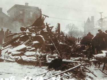 The wreckage of the Almonte train wreck, December 1942.