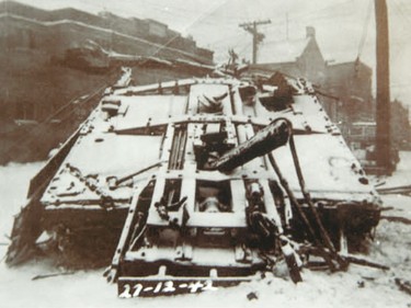 The wreckage of the Almonte train wreck, December 1942.